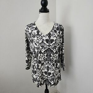 🖤Cathy Daniels black and white stretch top size large 🖤